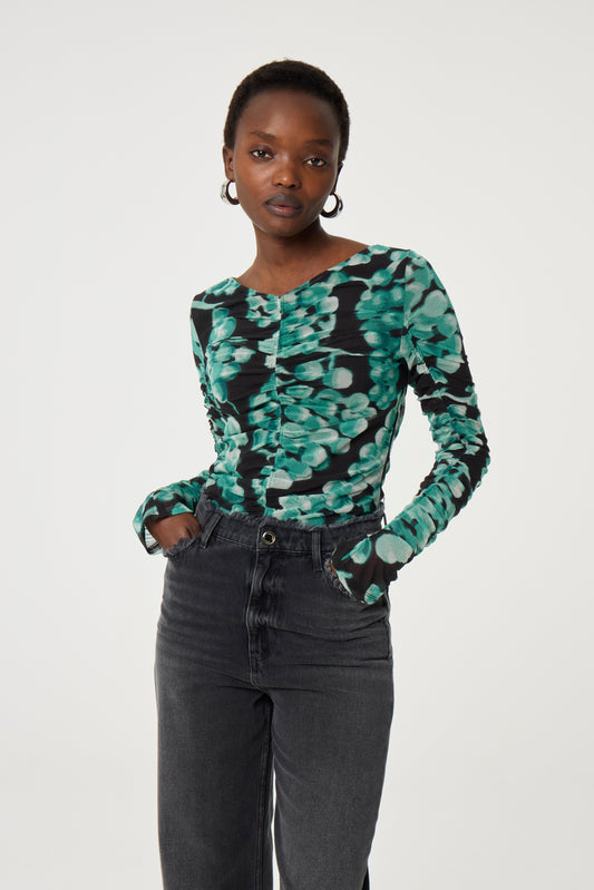 Uzun Kollu Desenli Üst