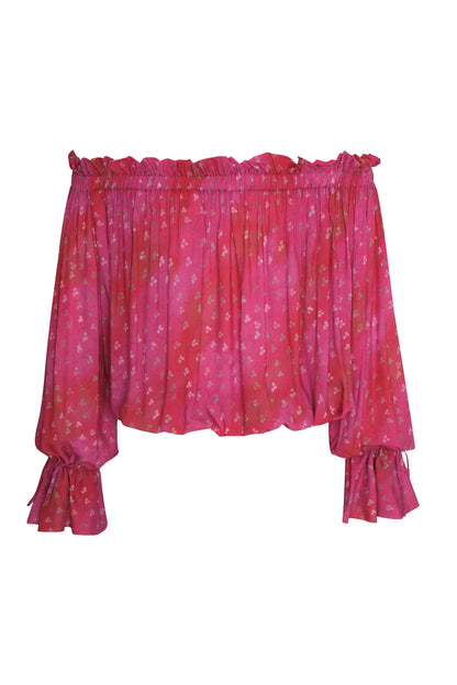 Düşük Omuzlu Bluz Pembe