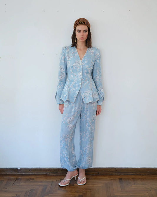 Rose Blazer Çiçek Desenli