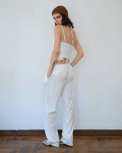 Rider Pants Beyaz Çizgili