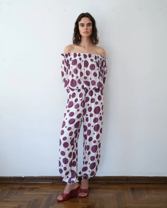 Day Pants Mor Puantiyeli