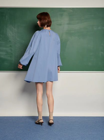 Mavi Büzgülü Elbise