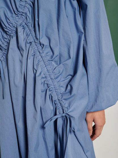 Mavi Büzgülü Elbise