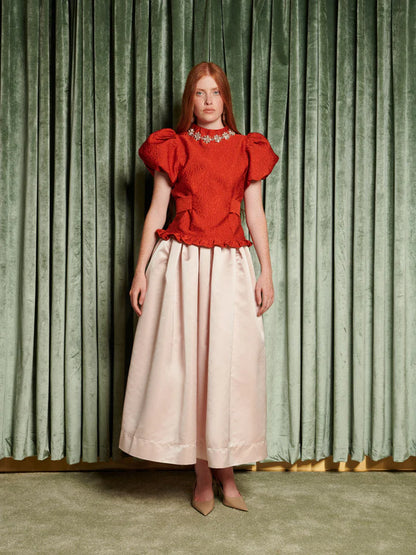 Kırmızı Jakarlı Bluz