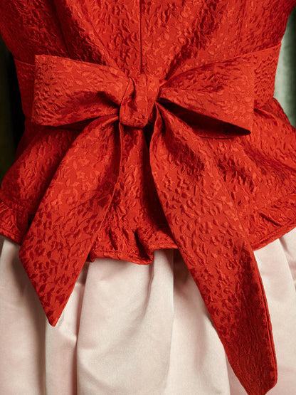 Kırmızı Jakarlı Bluz