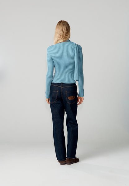 Mavi Fularlı Hırka