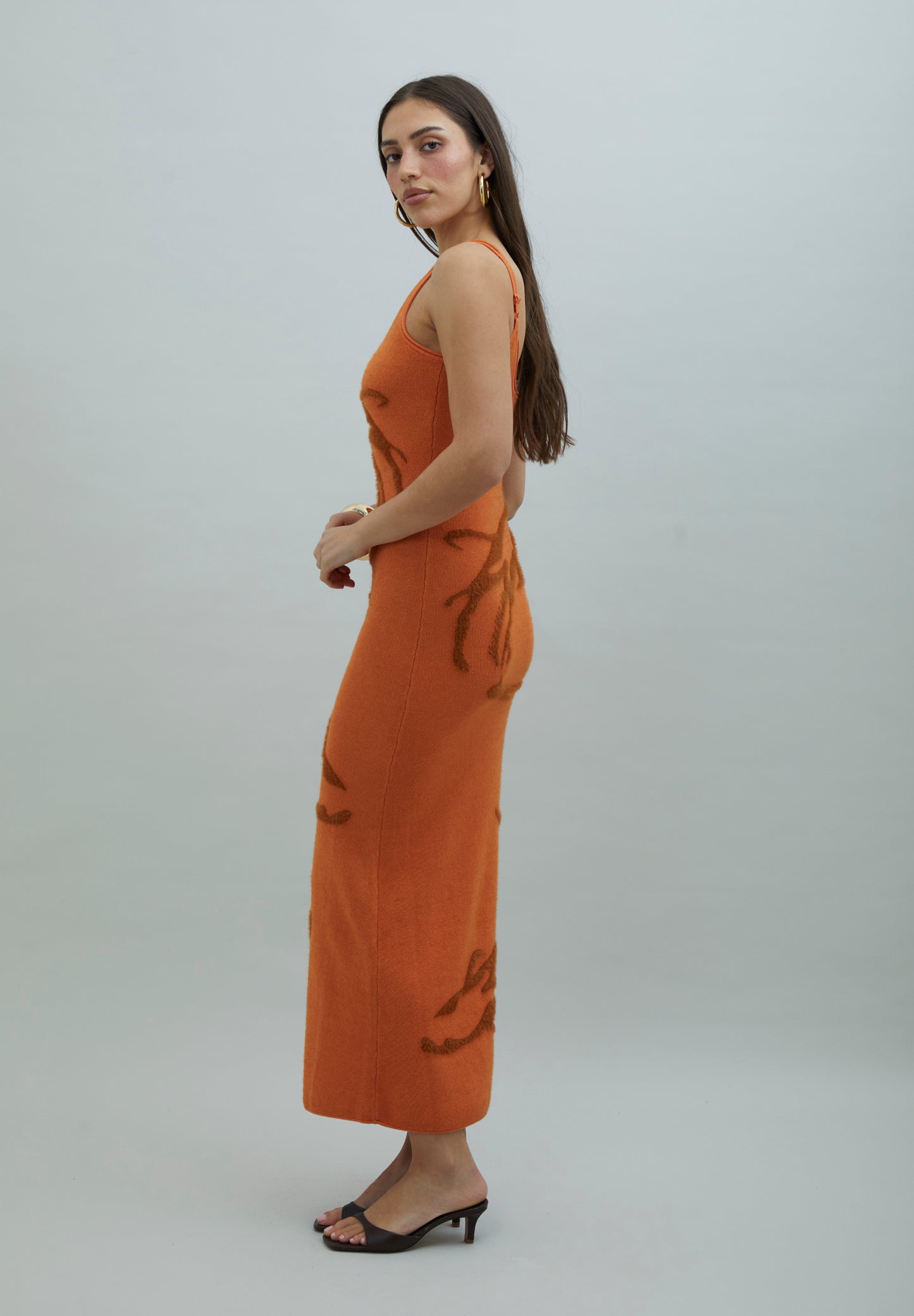 Goldfish Desenli Midi Elbise