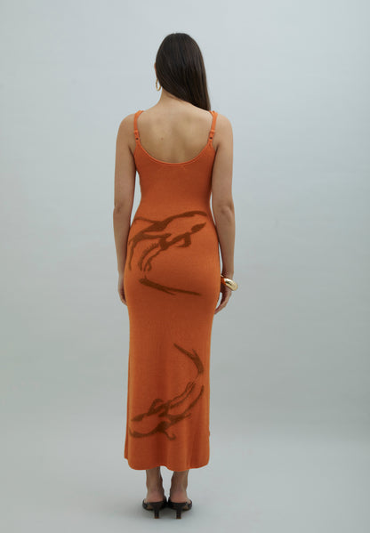Goldfish Desenli Midi Elbise