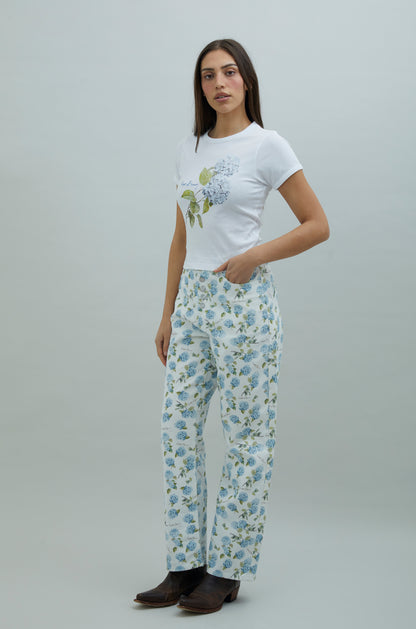 Ortanca Desenli T-Shirt